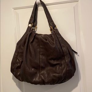 Soft chocolate brown leather hobo bag